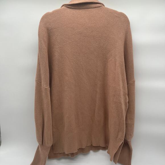 Quarter Zip Collared Sweater, Beige, XL, Unisex - Picture 4 of 5